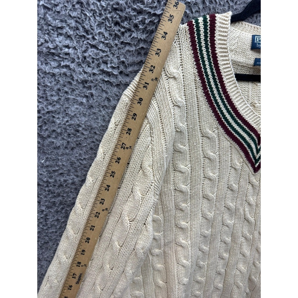 Vintage Polo Ralph Lauren Linen Blend Cable Knit Cricket V-Neck Sweater Mens XXL - Picture 8 of 11